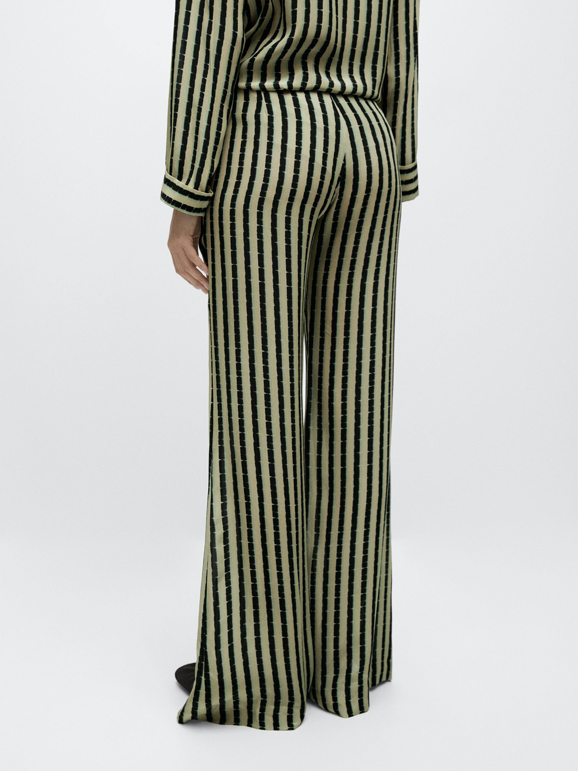 Striped flare fit trousers